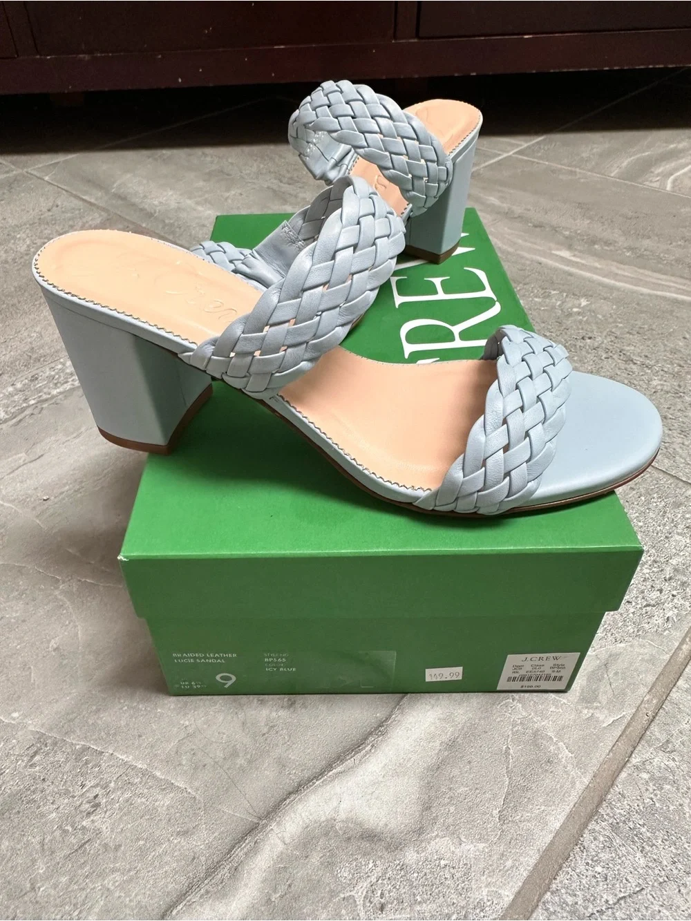 NWT JCrew Braided Leather Lucie Sandal with Double-Strap Block Heel Sandal